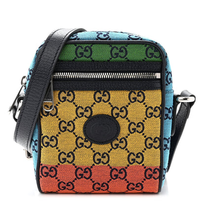 Gucci Monogram Multicolor Mini Retro Interlocking G Messenger Blue Rainbow Light Blue 1 of 9