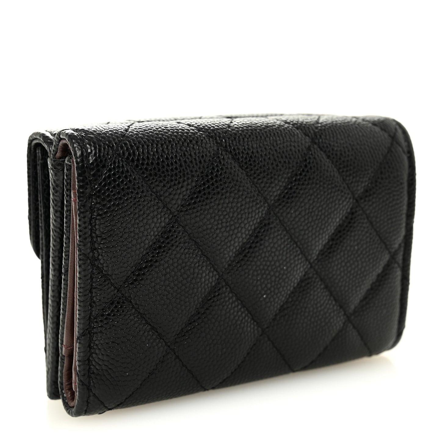 Caviar Quilted Double Flap Wallet Black