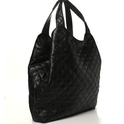 Saint Laurent Lambskin Quilted Maxi Icare Shopping Tote Black 4 of 11
