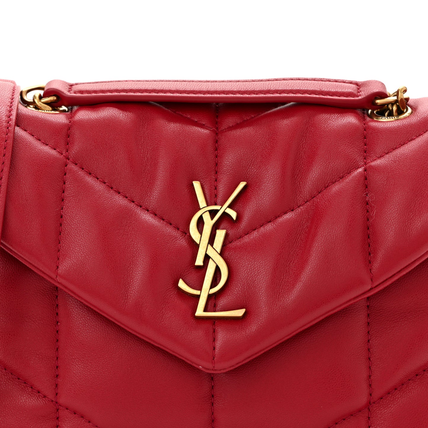 Lambskin Quilted Toy Loulou Puffer Monogram Chain Satchel New Red