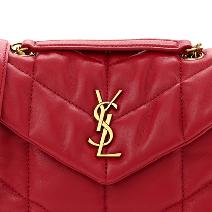 Saint Laurent Lambskin Quilted Toy Loulou Puffer Monogram Chain Satchel New Red 8 of 10