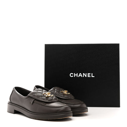 Chanel Lambskin Quilted CC Turnlock Loafers 40 Dark Brown 11 of 11