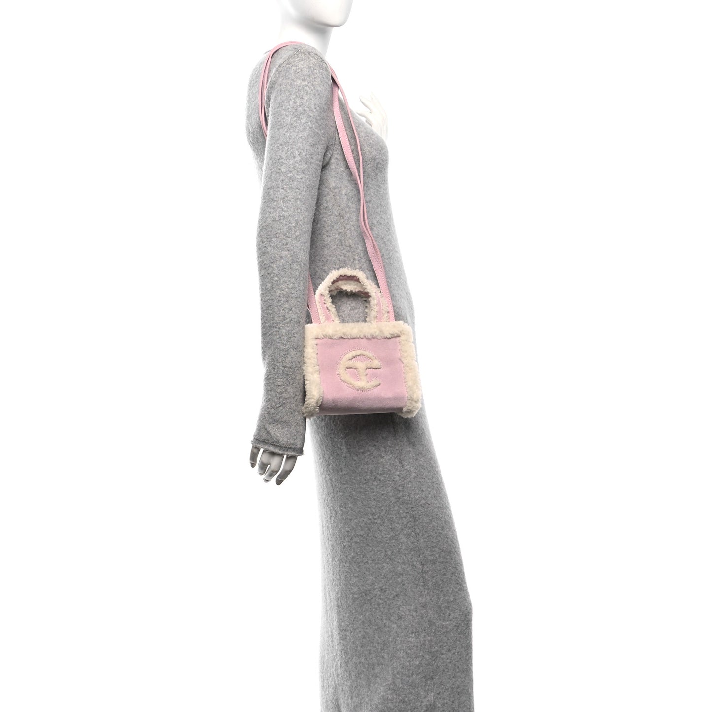 X UGG Suede Shearling Small Shopping Bag Pink