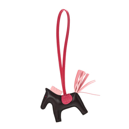 Hermes Milo Lambskin Matte Alligator Touch Grigri Rodeo Horse Bag Charm PM Rouge Sellier Framboise Rose Sakura 1 of 5