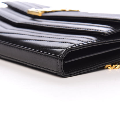 Saint Laurent Lambskin Matelasse Chevron Monogram Sulpice Chain Wallet Black 9 of 11