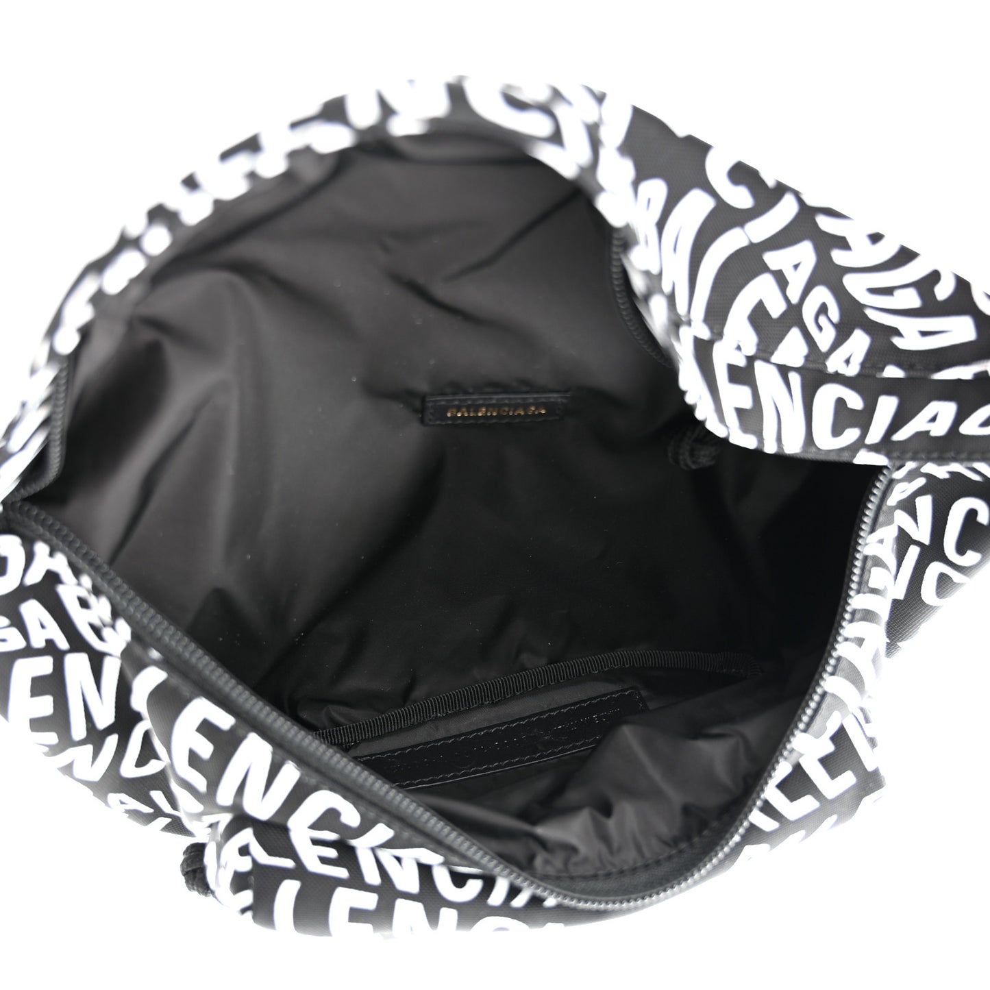 Nylon Wave Logo Print Wheel Beltpack Black White