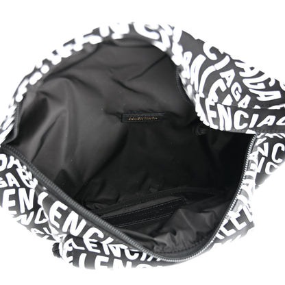 Balenciaga Nylon Wave Logo Print Wheel Beltpack Black White 5 of 10