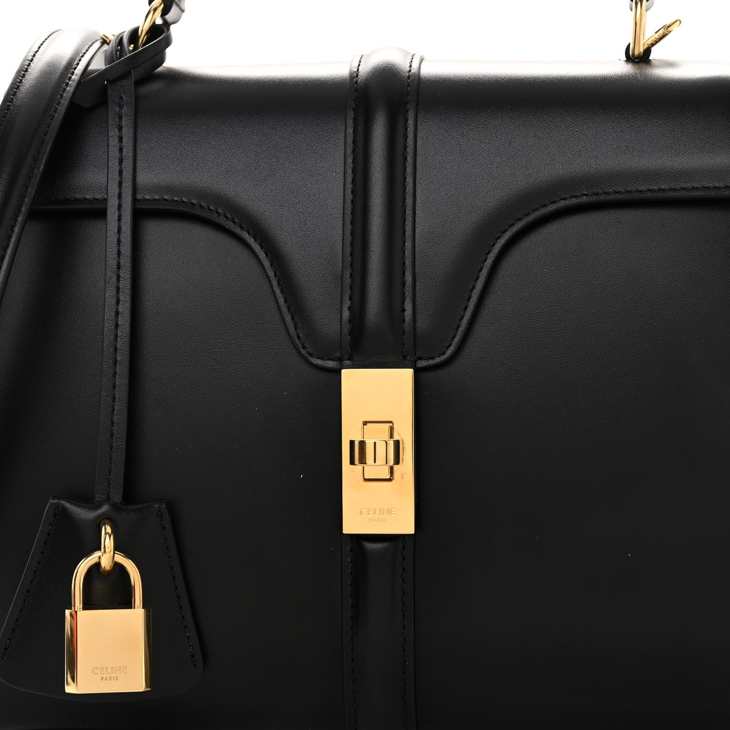 Celine Satinated Calfskin Small 16 Top Handle Bag Black 8 of 10
