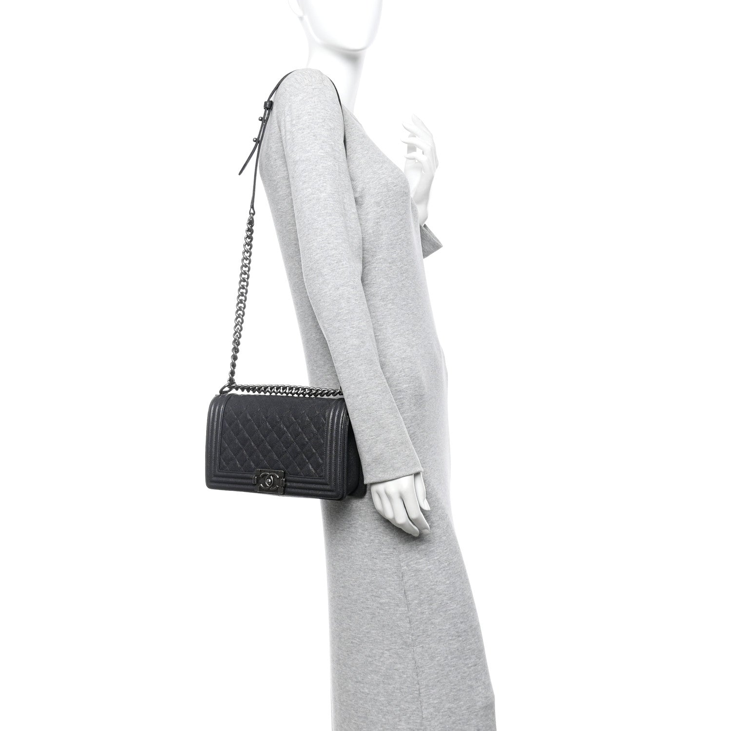 Chanel Caviar Quilted Medium Boy Flap Charcoal 2 of 10