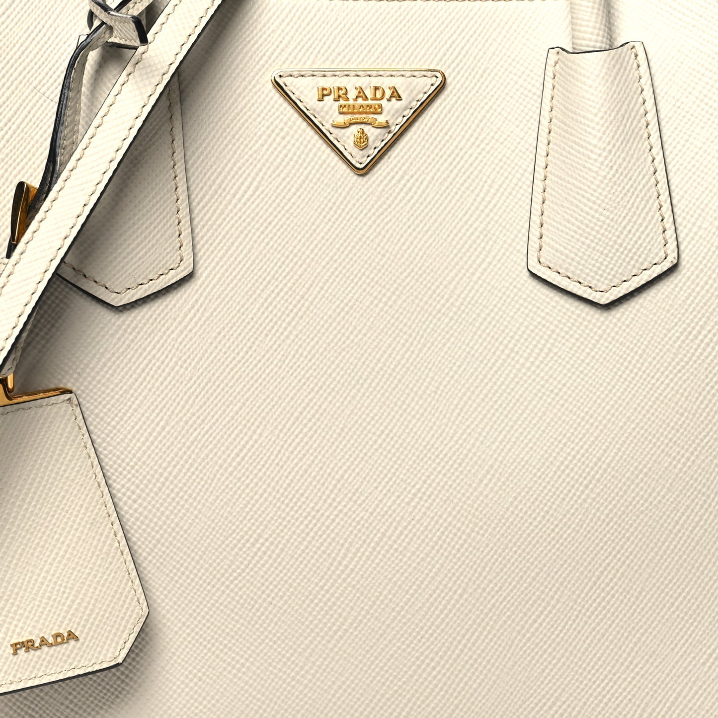 Saffiano Cuir Medium Double Bag Talco Lacca