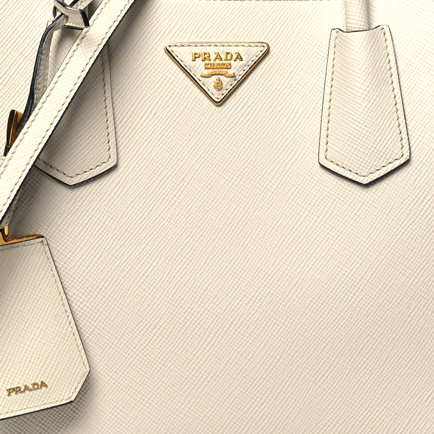 Prada Saffiano Cuir Medium Double Bag Talco Lacca 8 of 12