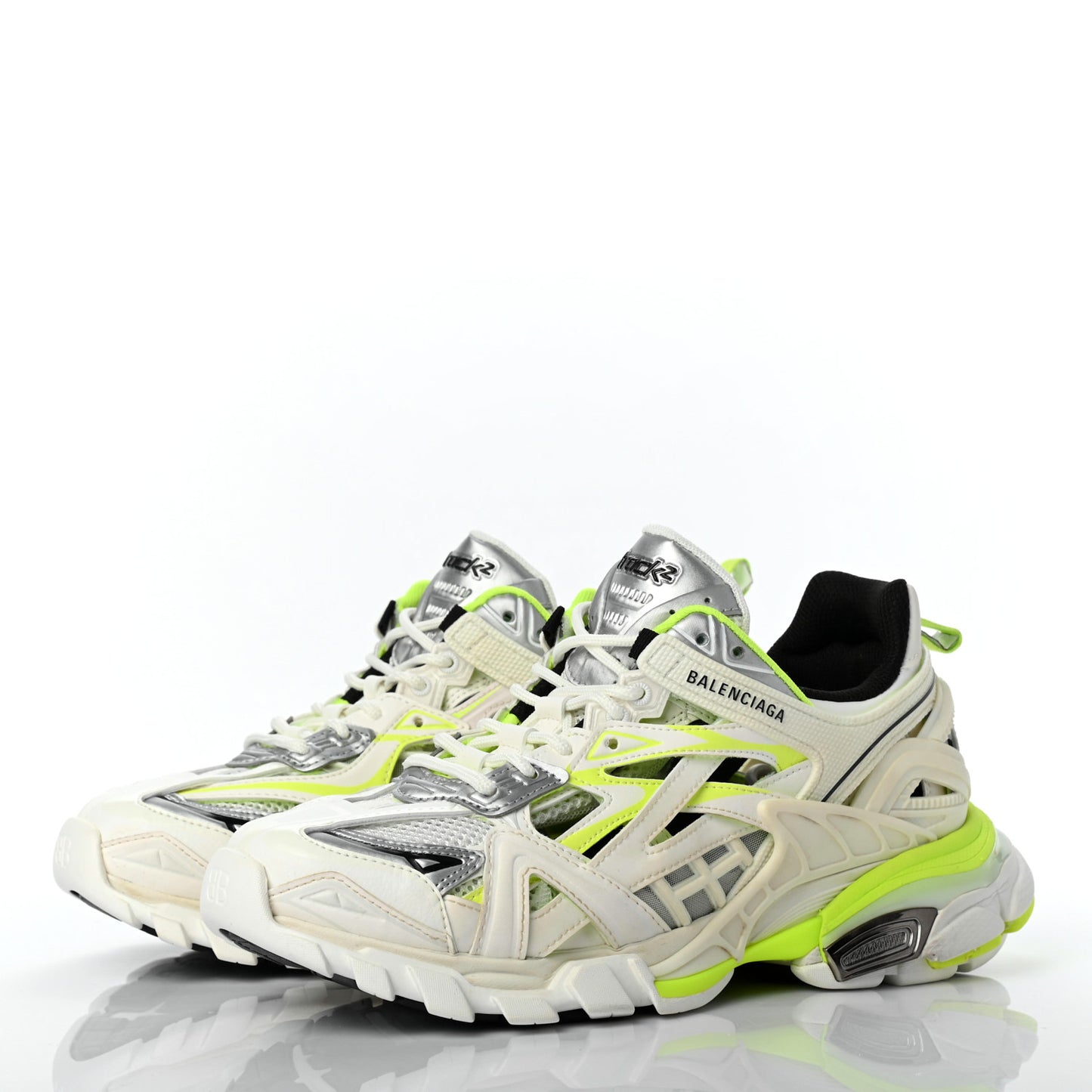 Rubber Mesh Bi-Color Womens Track.2 Open Sneakers 38 White Fluo Yellow