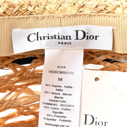 Christian Dior Straw Beach Hat 58 Bleu 8 of 8