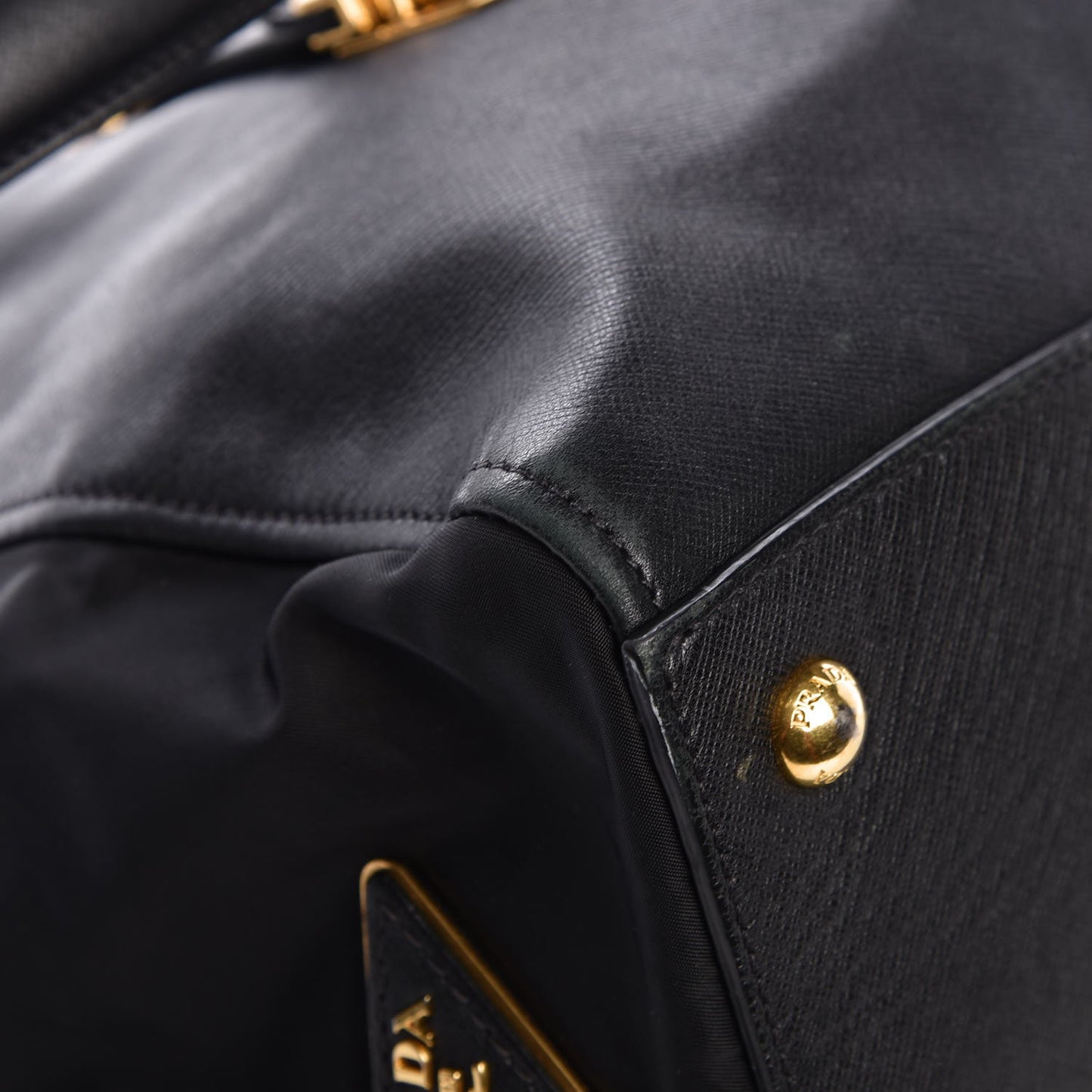 Calfskin Tessuto Nylon Tote Black