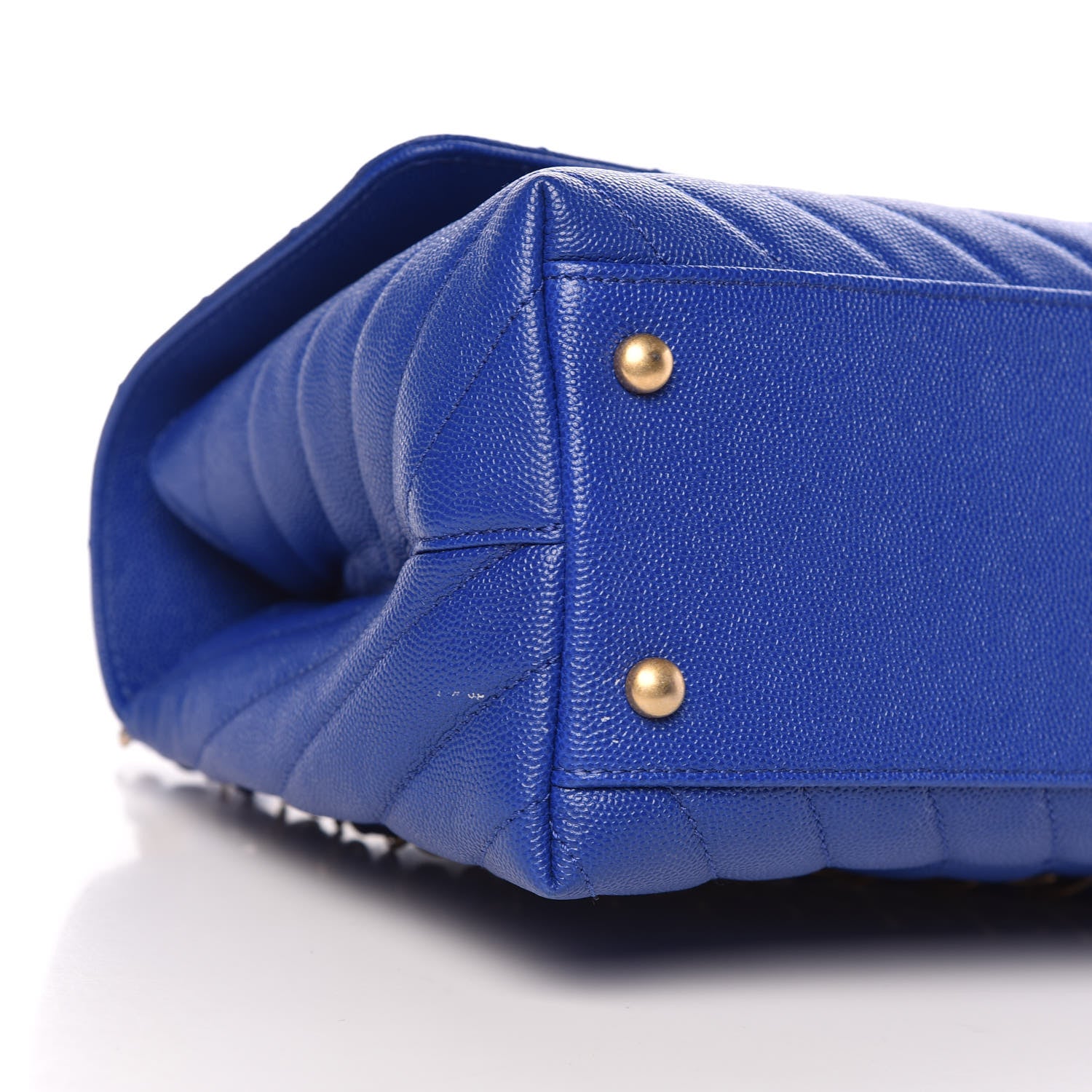 Chanel Caviar Chevron Quilted Small Coco Handle Flap Blue 8 of 10