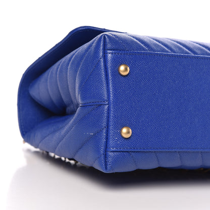 Chanel Caviar Chevron Quilted Small Coco Handle Flap Blue 8 of 10