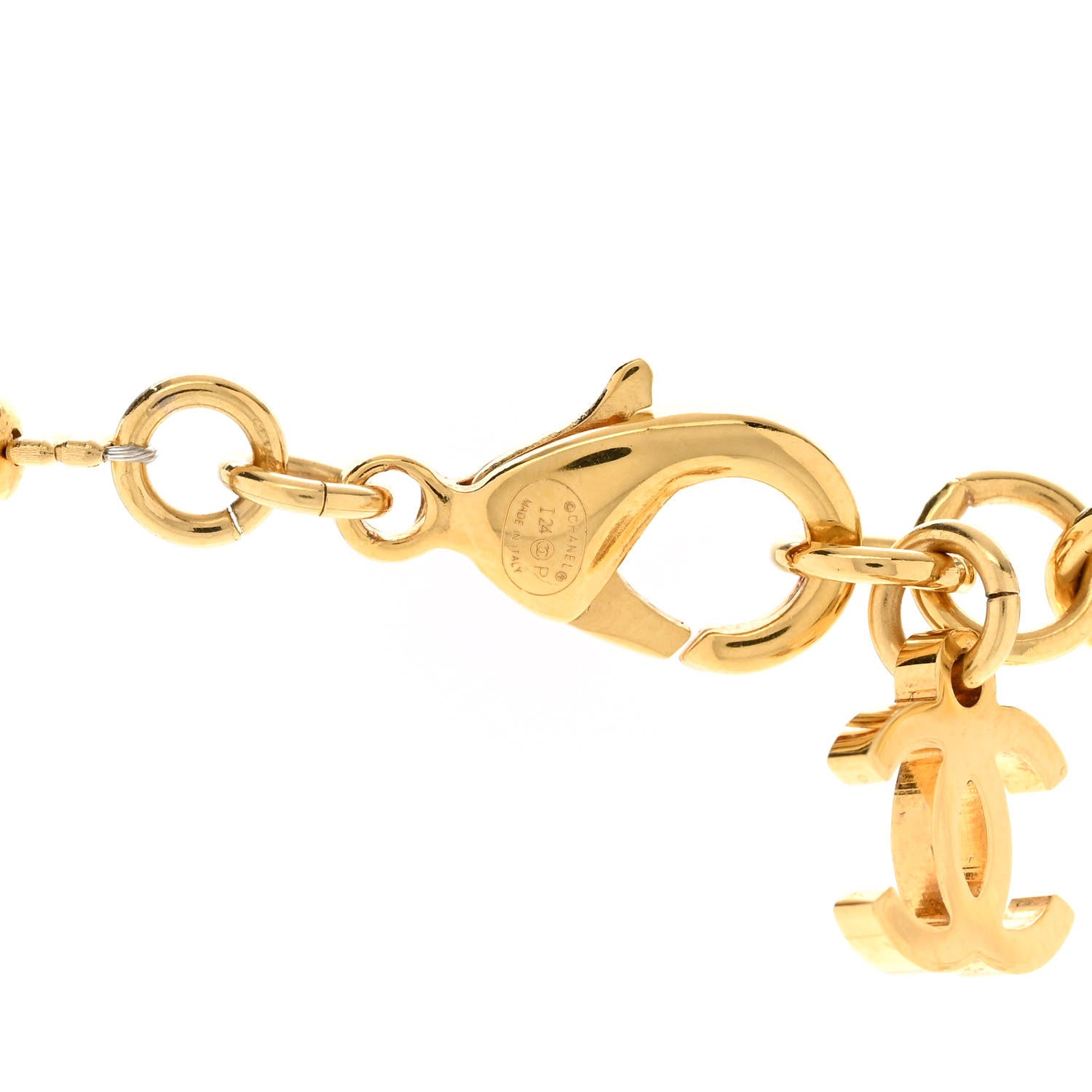Chanel Metal Denim CC Heart Choker Gold Blue Pearly White 4 of 5