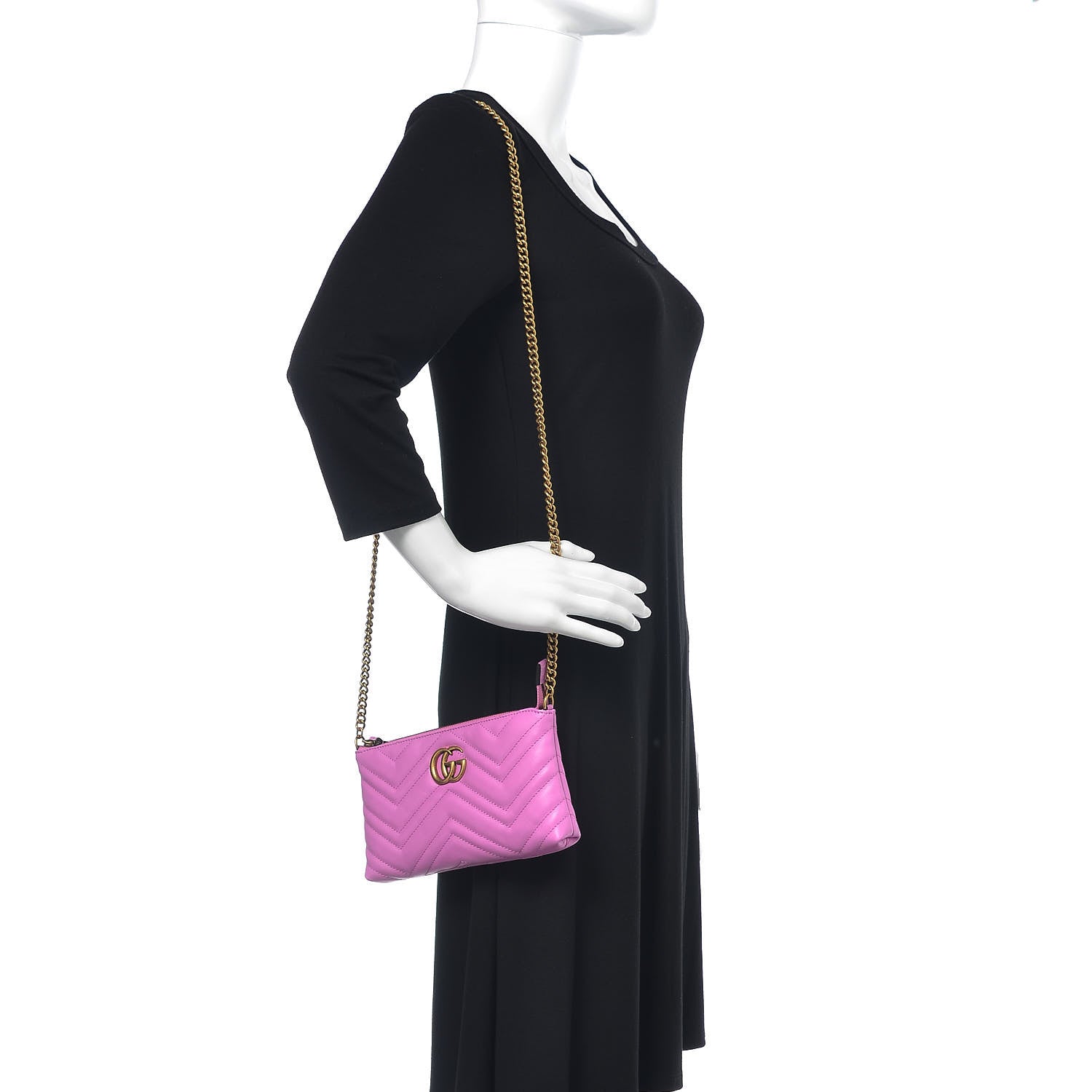Gucci Calfskin Matelasse Mini GG Marmont Chain Bag Candy Mousse 2 of 11