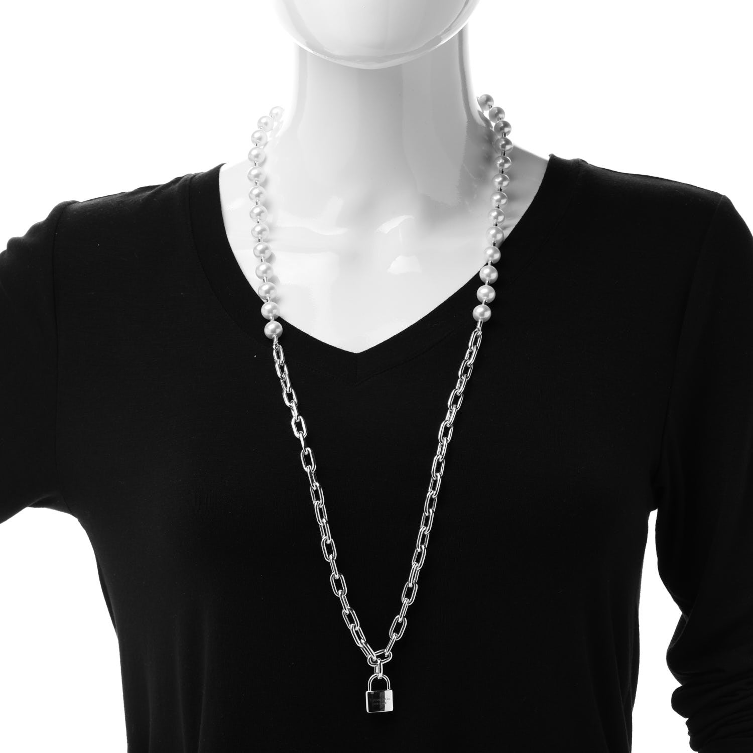 Tiffany Sterling Silver Pearl HardWear Lock Necklace 2 of 6