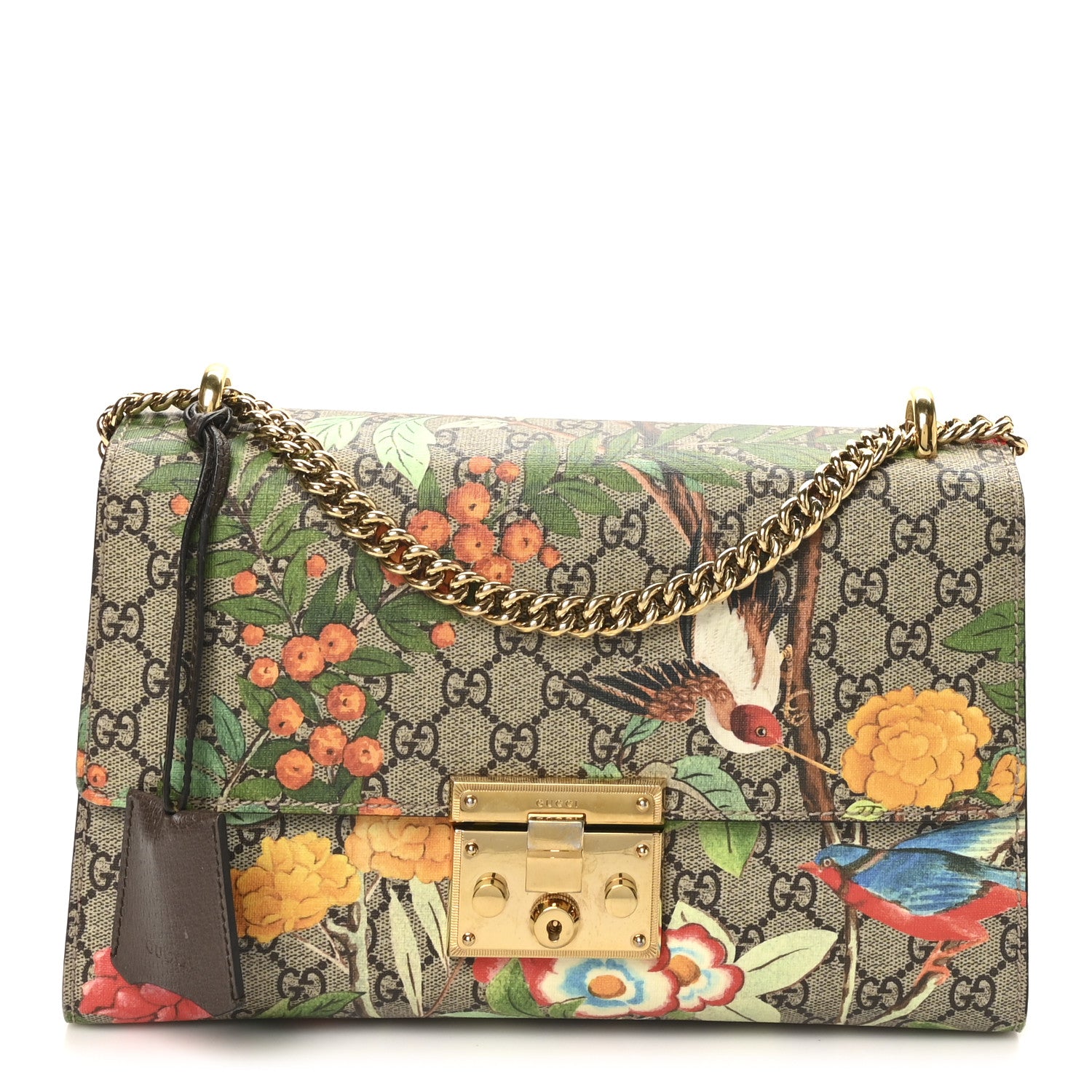 Gucci GG Supreme Monogram Tian Medium Padlock Shoulder Bag Beige Multicolor New Acero 1 of 10