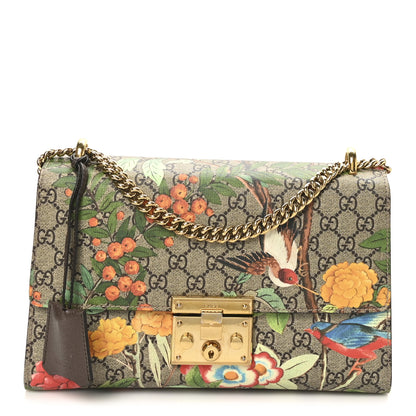 Gucci GG Supreme Monogram Tian Medium Padlock Shoulder Bag Beige Multicolor New Acero 1 of 10