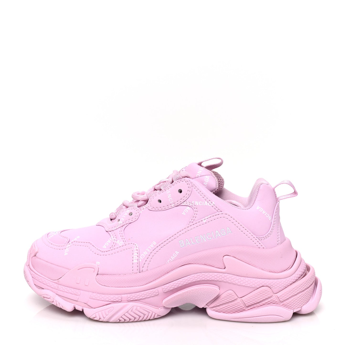 Technical Fabric Mesh Allover Logo Womens Triple S Sneakers 37 Pink White