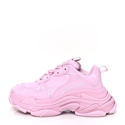 Balenciaga Technical Fabric Mesh Allover Logo Womens Triple S Sneakers 37 Pink White 1 of 7