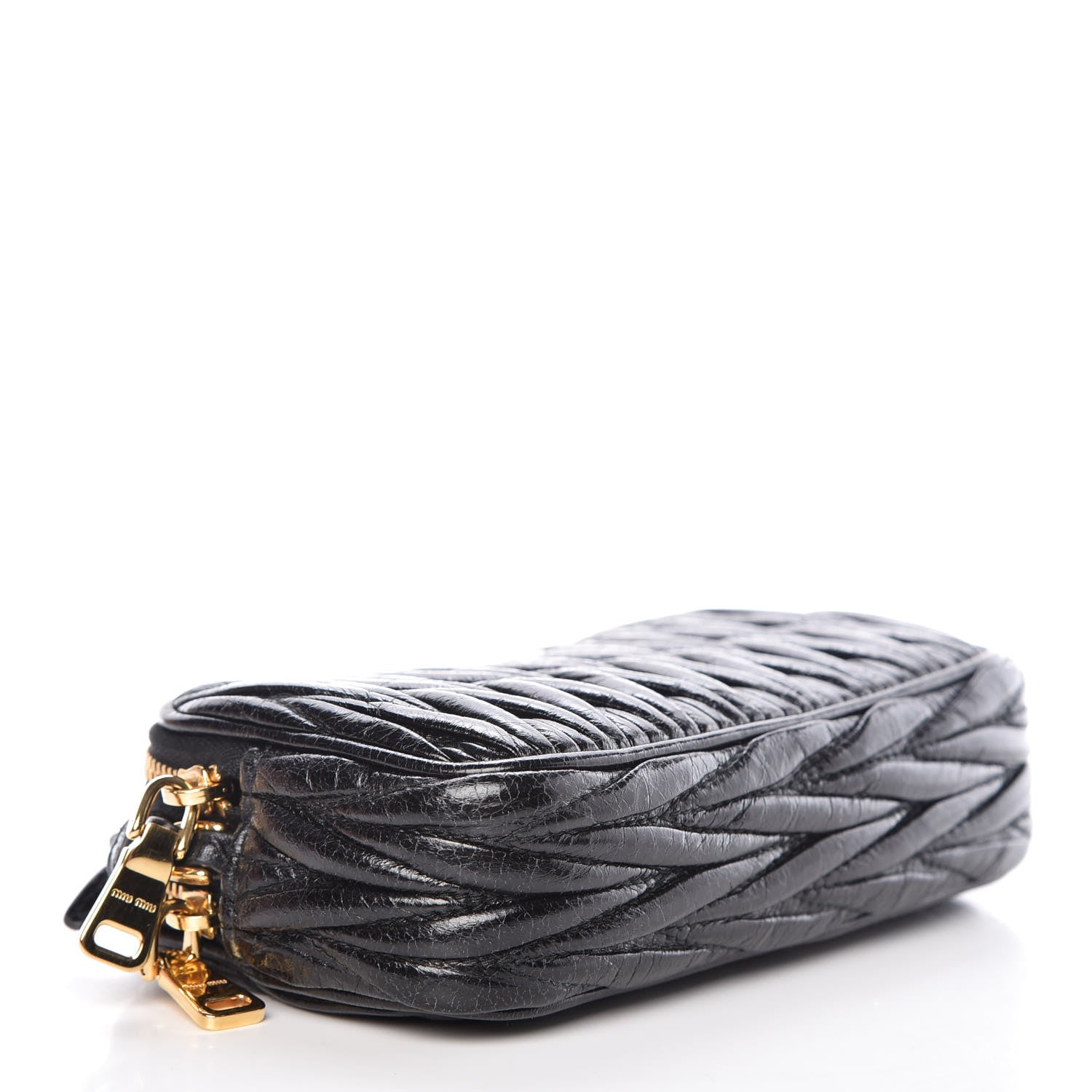 Miu Miu Vitello Lux Matelasse Double Zip Chain Shoulder Bag Black 4 of 11