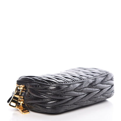 Miu Miu Vitello Lux Matelasse Double Zip Chain Shoulder Bag Black 4 of 11
