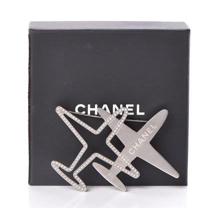 Chanel Crystal Metal CC Airplane Brooch Silver 6 of 6