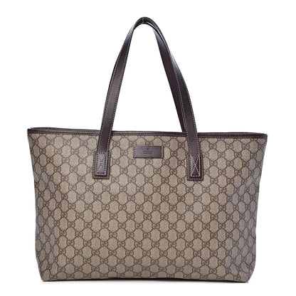 Gucci GG Supreme Monogram Medium Zippered Shopping Tote Dark Brown 1 of 10