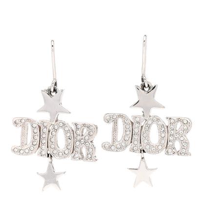 Christian Dior Crystal Logo Hoop Earrings Silver 1 of 3