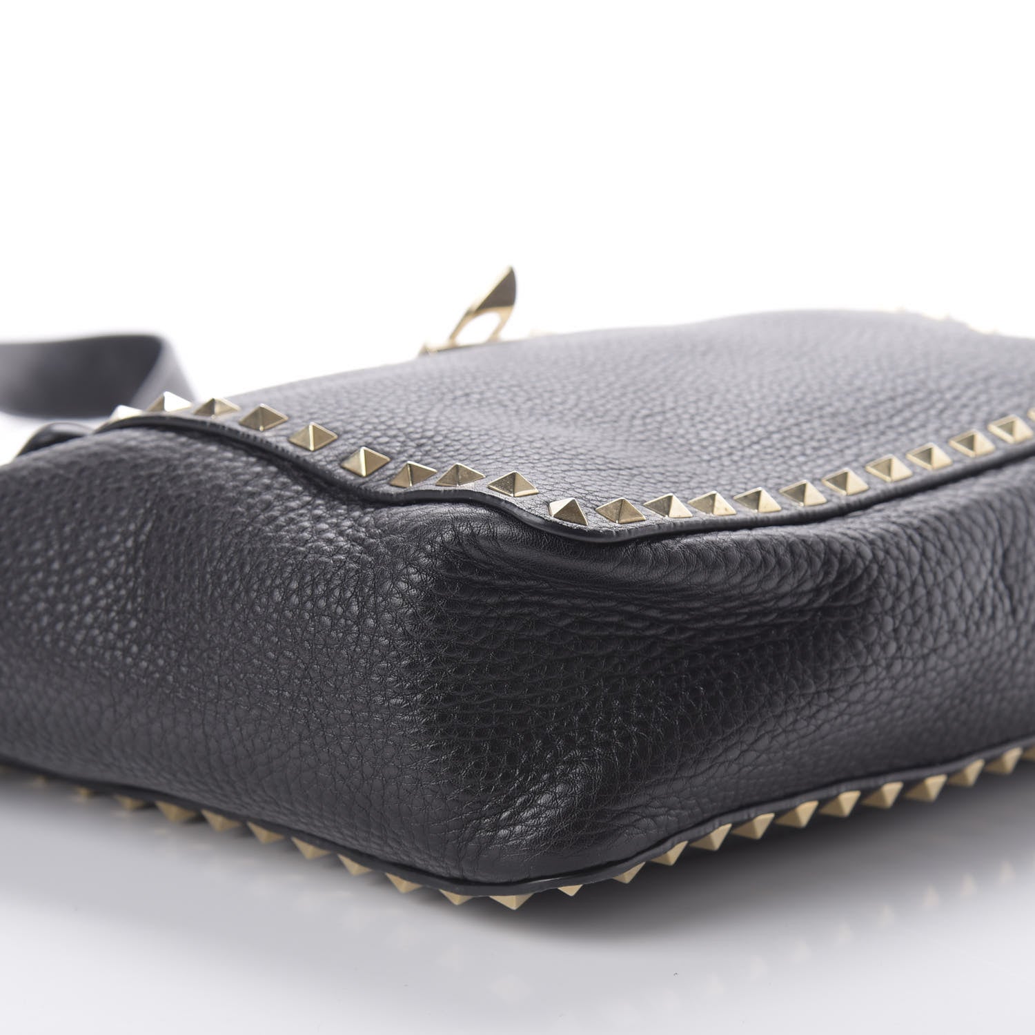 Valentino Garavani Pebbled Calfskin Rockstud Flip Lock Flap Messenger Satchel Black 6 of 12