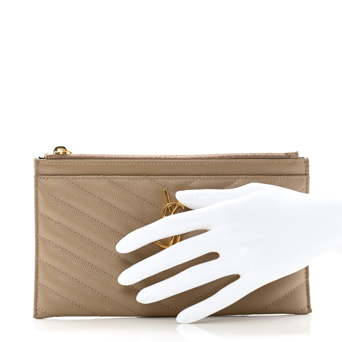 Grain De Poudre Chevron Monogram Bill Pouch Dusty Grey