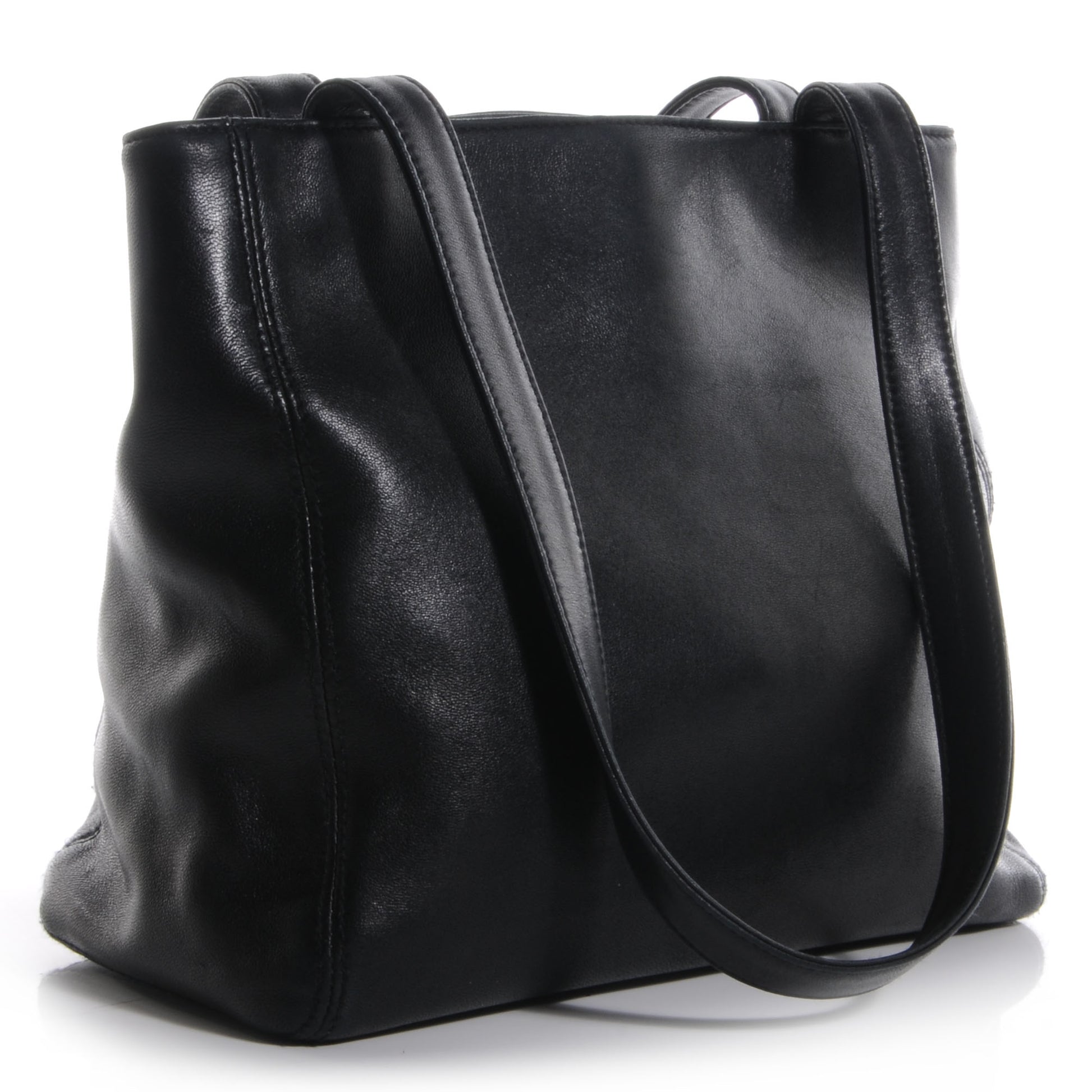 Chanel Lambskin Small CC Stitched Tote Black 3 of 7