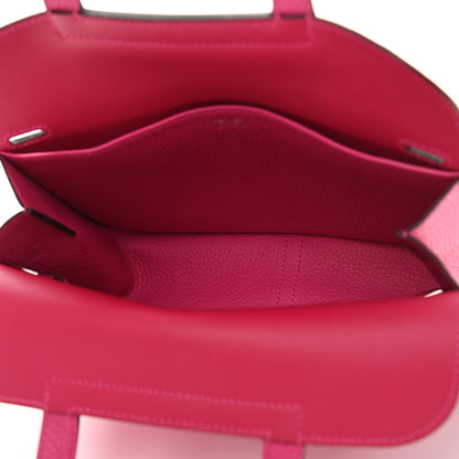 Hermes Taurillon Clemence Halzan 25 Rose Shocking 6 of 12