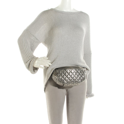 Chanel Goatskin Quilted Banane Waist Bag Fanny Pack Silver 2 of 7