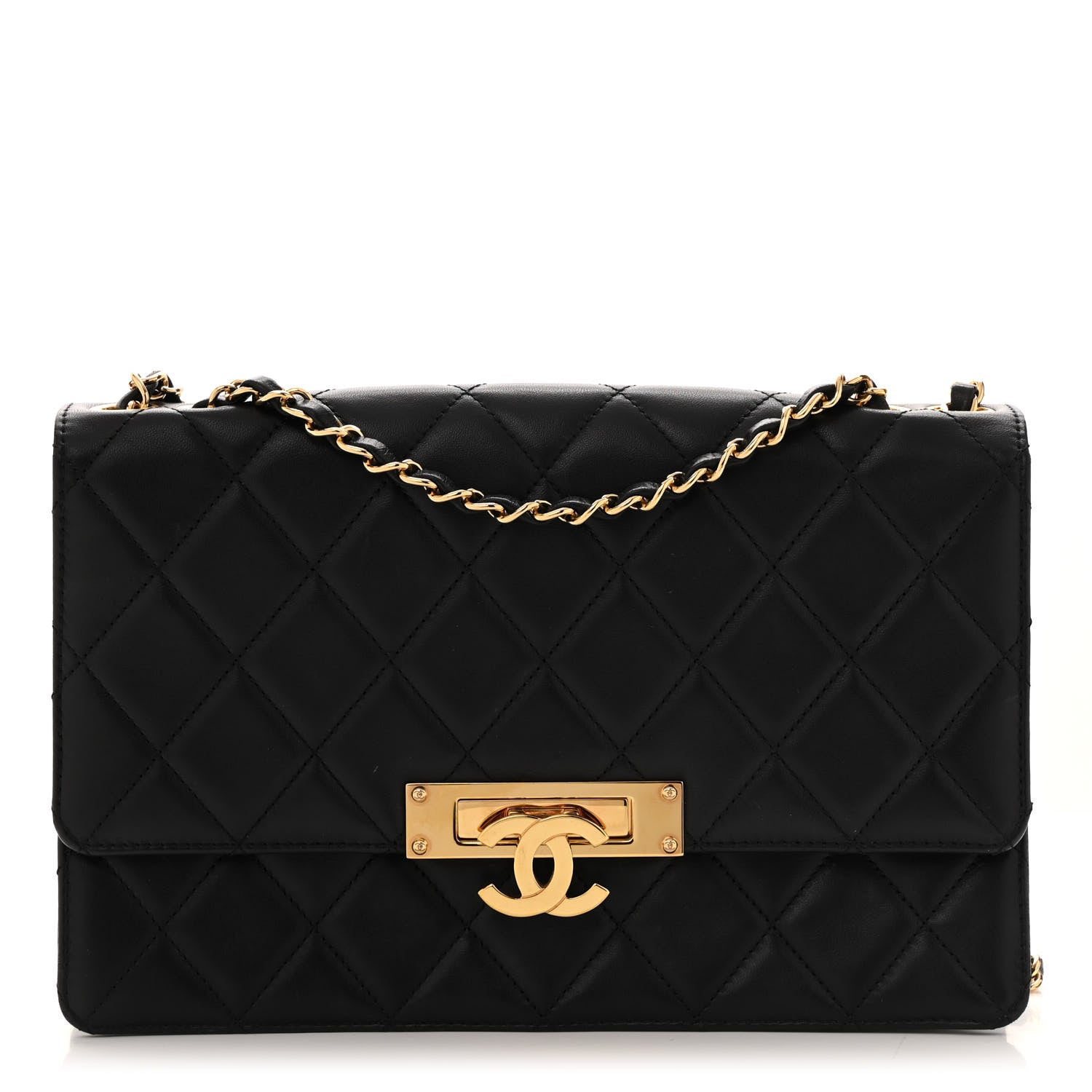 Chanel Lambskin Quilted Large Golden Class Flap Black 1 of 13