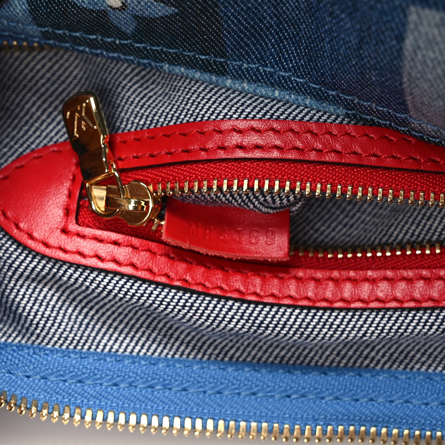 Louis Vuitton Denim Damier Monogram Patchwork Speedy Bandouliere 30 Blue Rouge 7 of 9