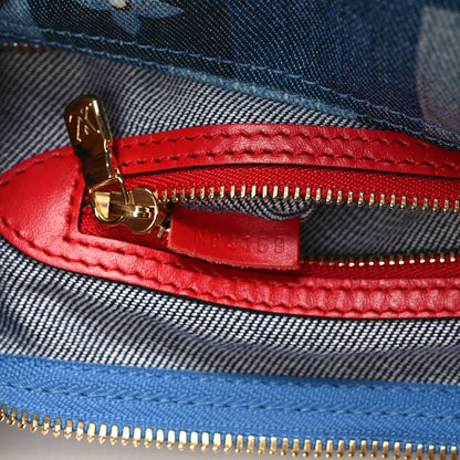 Louis Vuitton Denim Damier Monogram Patchwork Speedy Bandouliere 30 Blue Rouge 7 of 9
