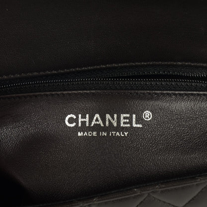 Chanel Lambskin Quilted Classic Twist Crescent Flap Black Grey 7 of 9