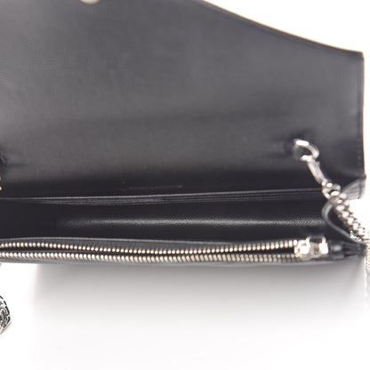 Saint Laurent Grain De Poudre Matelasse Chevron Monogram Envelope Chain Wallet Black 5 of 12