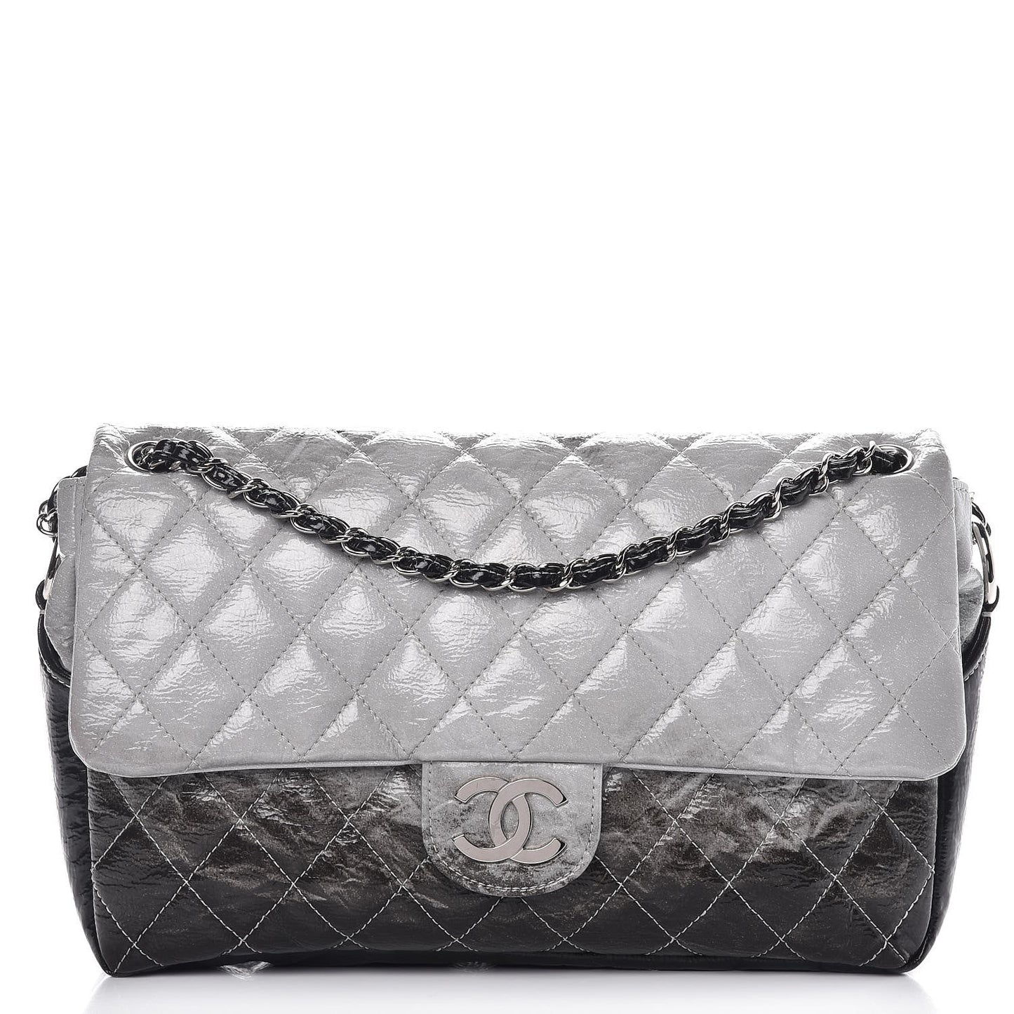 Vinyl Quilted Jumbo Melrose Degrade Flap Black