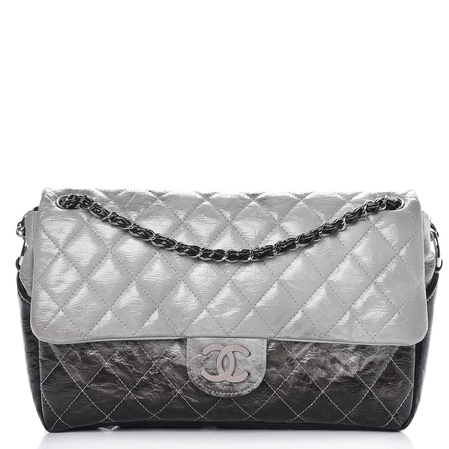 Chanel Vinyl Quilted Jumbo Melrose Degrade Flap Black 1 of 7