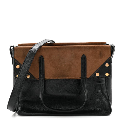 Fendi Agnello Old Shine Vitello Go Rain Small Flip Tote Black Marrone 1 of 9