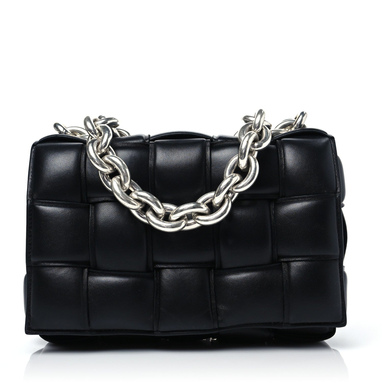 Bottega Veneta Lambskin Maxi Intreccio Padded Chain Cassette Crossbody Bag Black 1 of 8