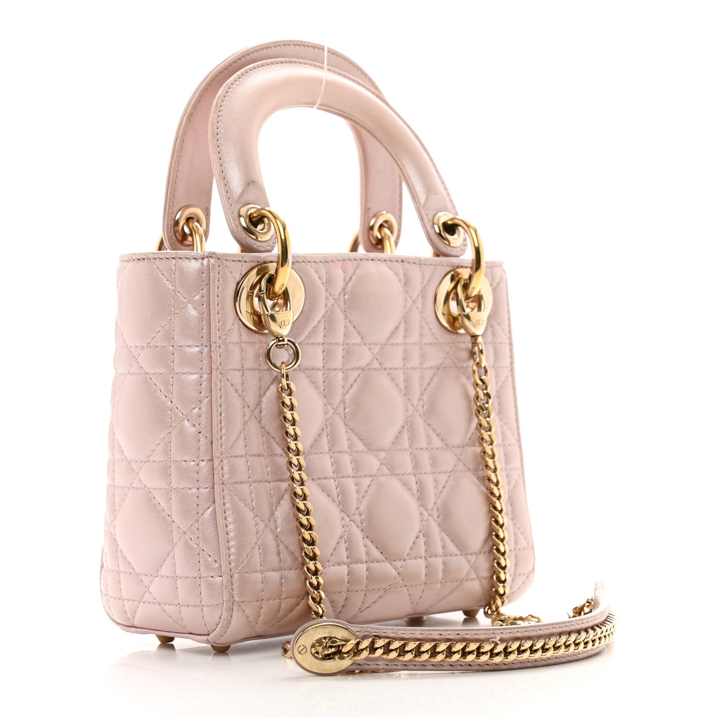 Metallic Lambskin Cannage Mini Lady Dior Lotus