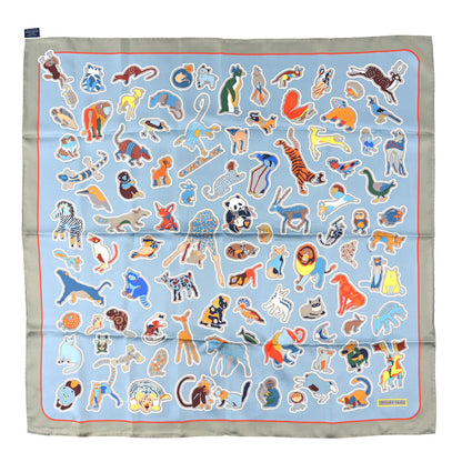 Hermes Silk Caracteristick Double Face Scarf 90 Bleu Ciel Vert Amande Multicolore 1 of 3