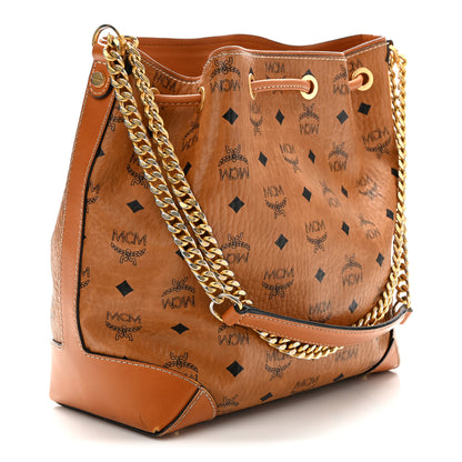 MCM Visetos Small Soft Berlin Drawstring Bucket Bag Cognac 3 of 12