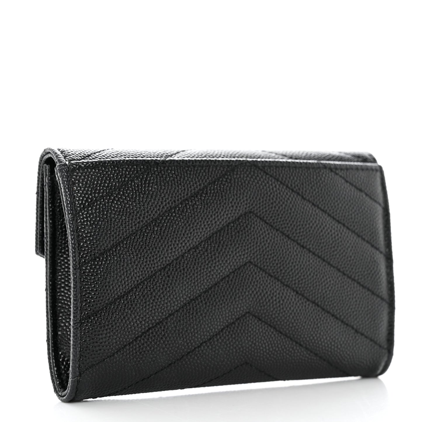 Grain De Poudre Matelasse Chevron Small Monogram Envelope Wallet Black